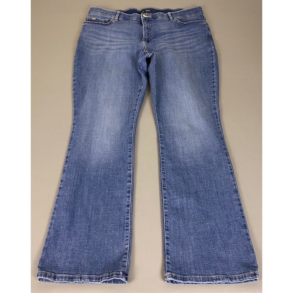 Lee Flex Motion Jeans Women's Size 18M Regular Fit Bootcut Mid Rise Blue Denim